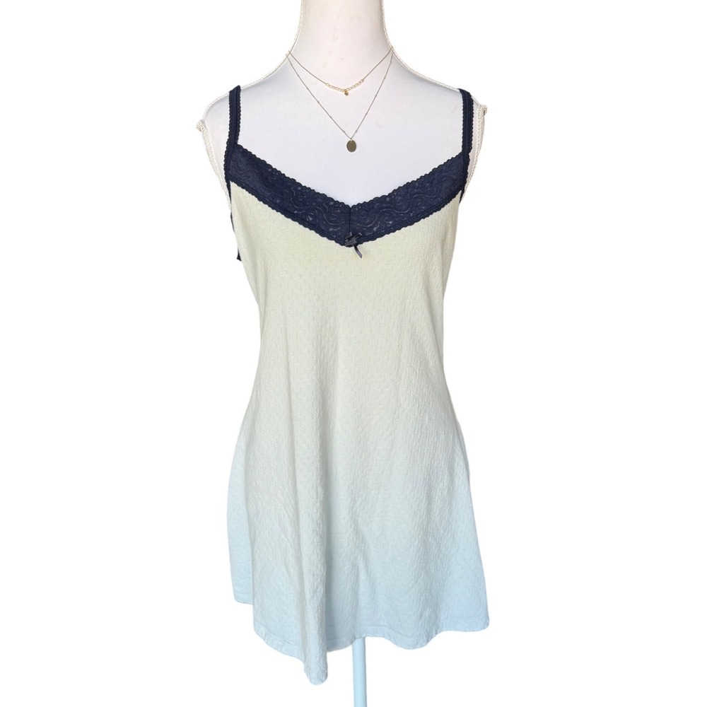 Y2K Victoria's Secret Slip Dress Pointelle Lace Cami Lounge PJs Vintage 2004 M